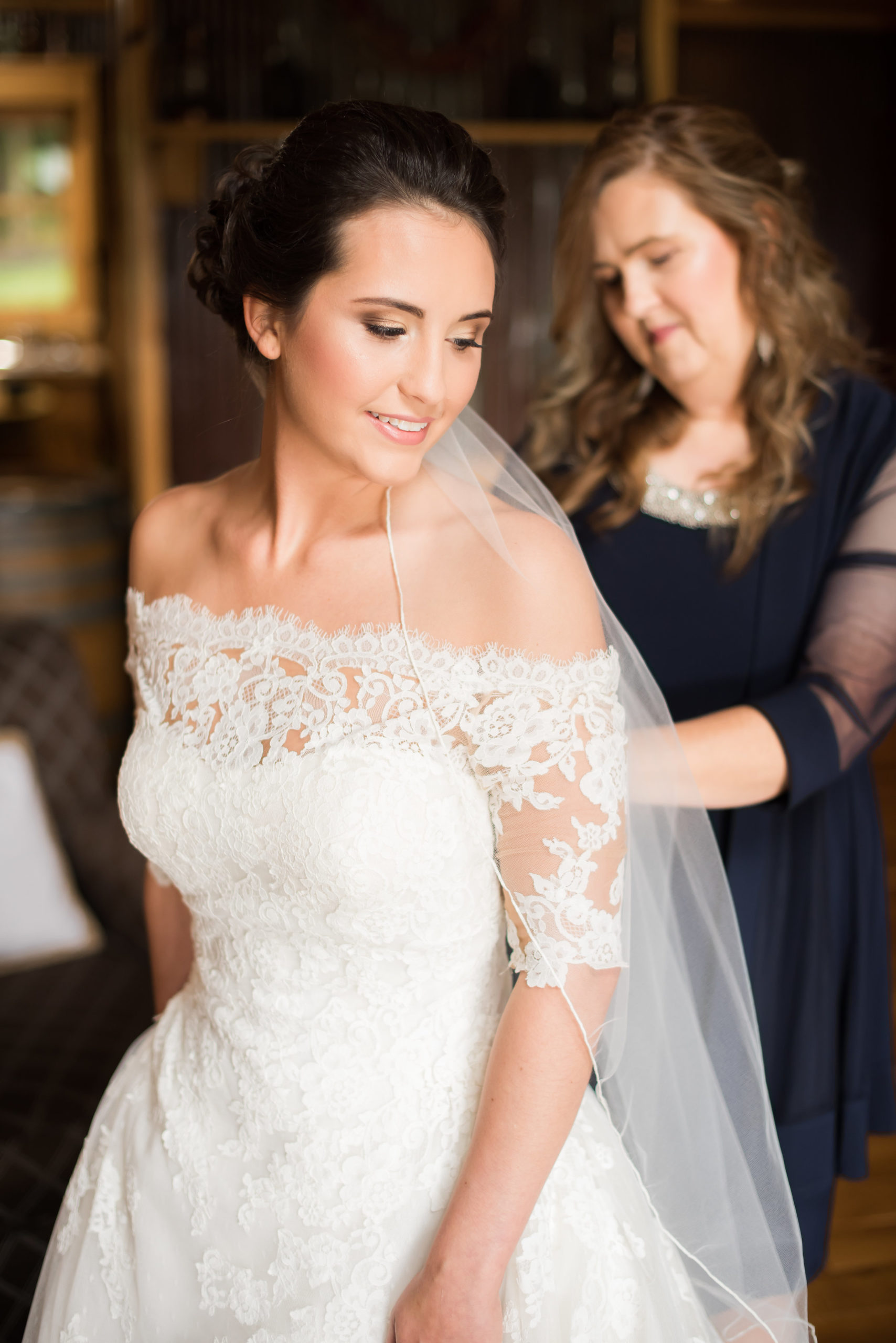 Timeless Love NC Wedding | Dusty Blue rustic elegant wedding | bride getting ready with mother of the bride