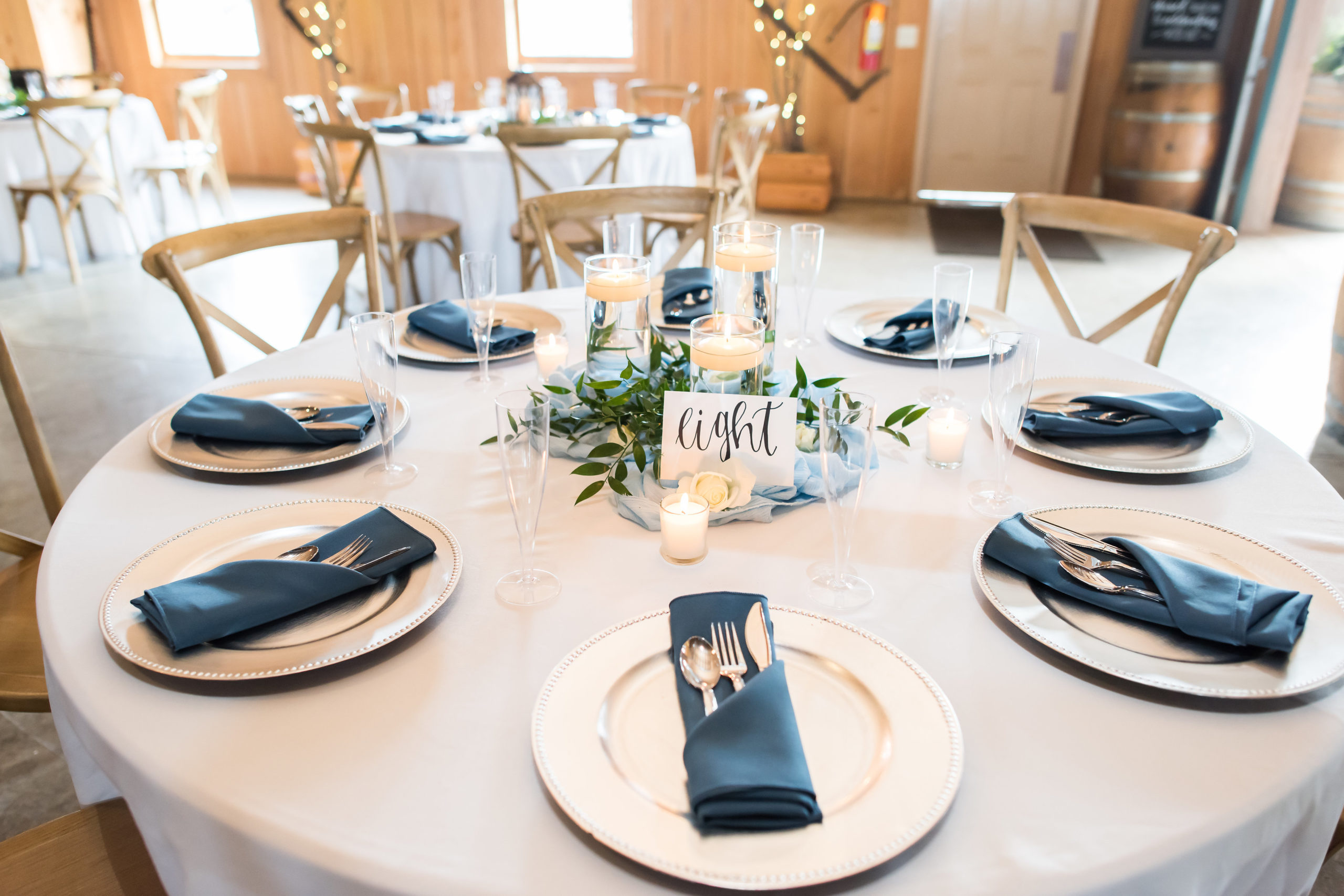 Timeless Love NC Wedding | Dusty Blue rustic elegant wedding | tablescape