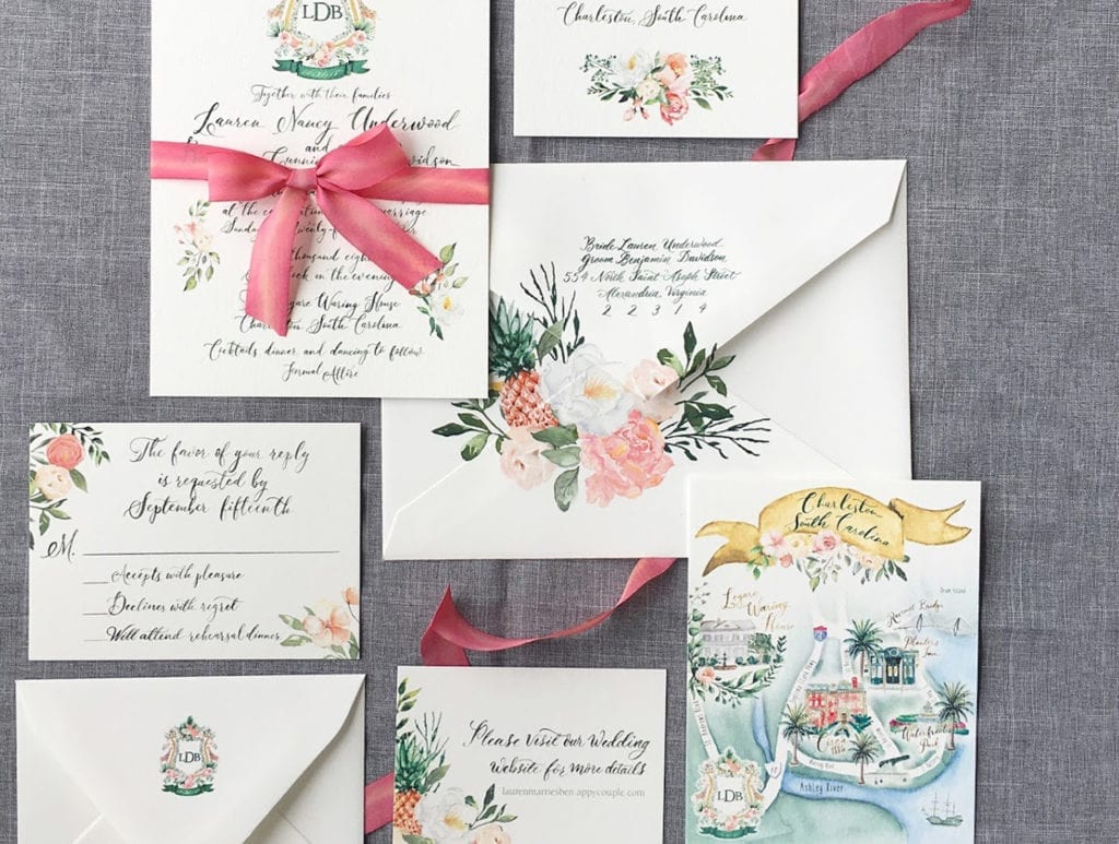 Timeless Love Weddings | Blush and Blue Designs | Charleston-southcarolina-weddinginvitation-mapdesign