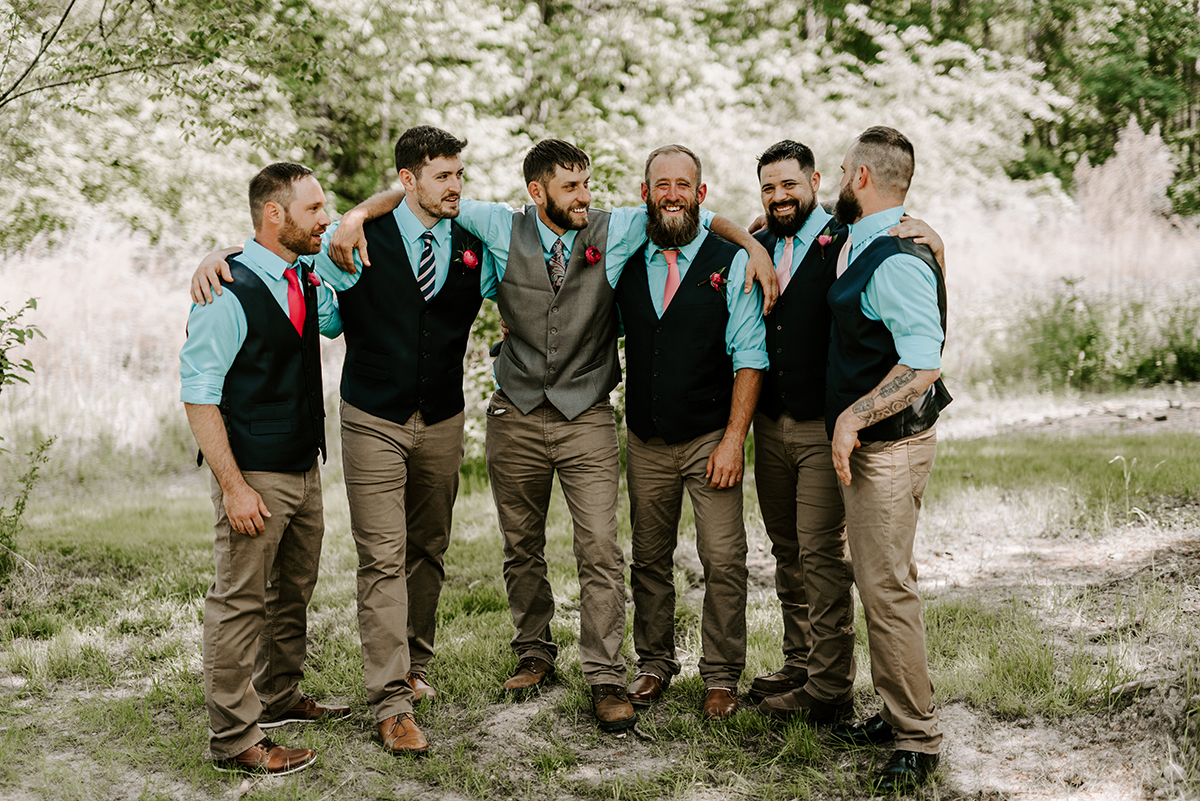 Jacob and his groomsmen for their garden wedding