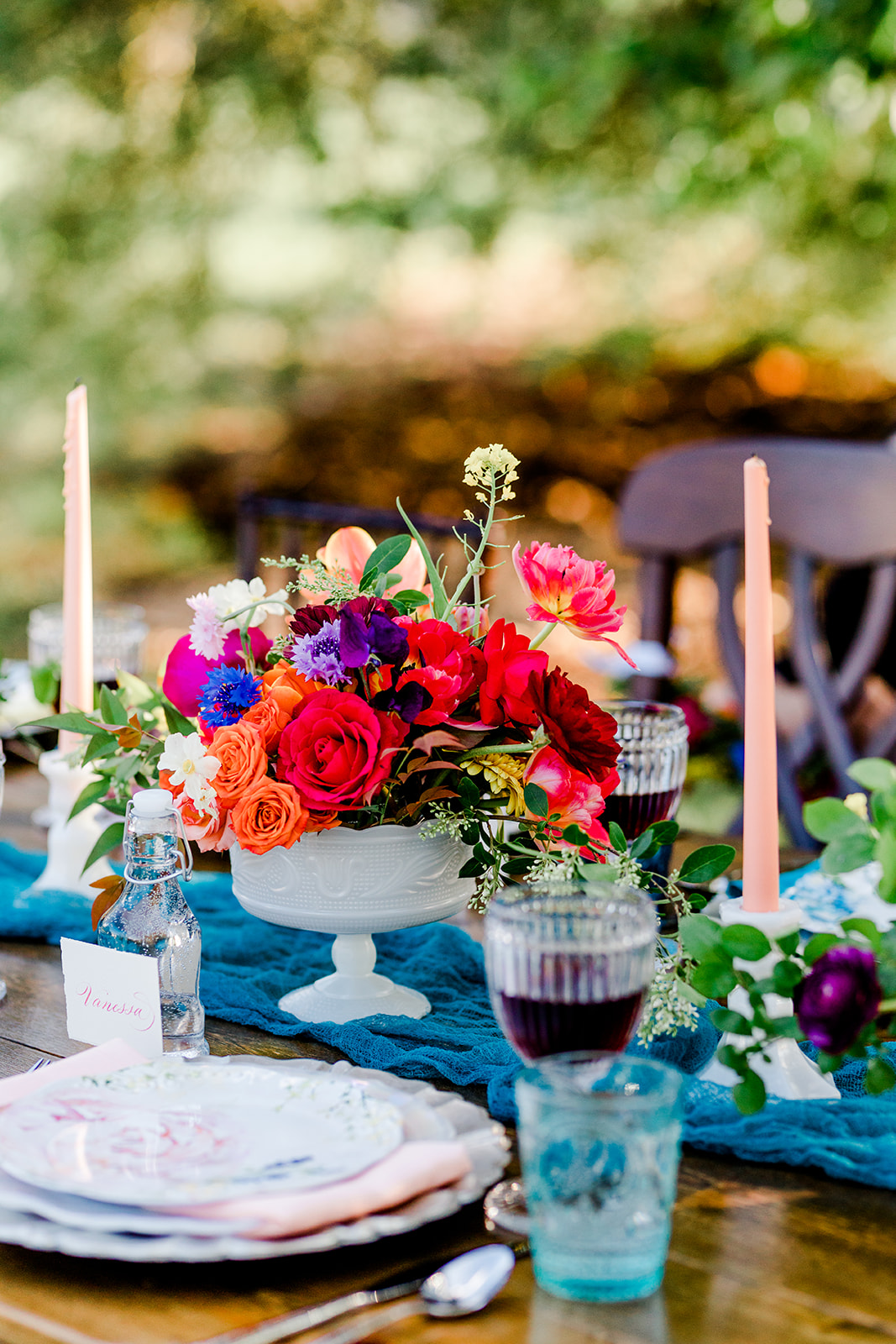 Bright + Cheerful Garden Elegance of Artmosphere — Tablescape and flowers from The Lost Garden